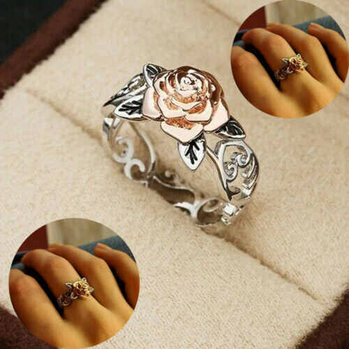 Exquisite Two Tone Silver Floral Ring