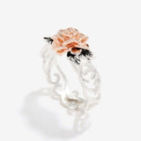 Exquisite Two Tone Silver Floral Ring