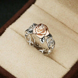 Exquisite Two Tone Silver Floral Ring