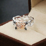 Exquisite Two Tone Silver Floral Ring