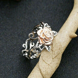 Exquisite Two Tone Silver Floral Ring