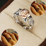 Exquisite Two Tone Silver Floral Ring