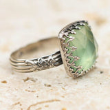 Natural Gemstone Peridot Moonstone Ring