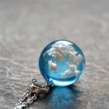 Transparent Resin Blue Sky White Cloud Necklace