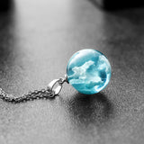 Transparent Resin Blue Sky White Cloud Necklace