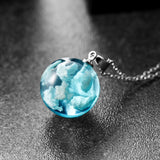 Transparent Resin Blue Sky White Cloud Necklace