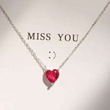 Miss You Red Heart Necklace