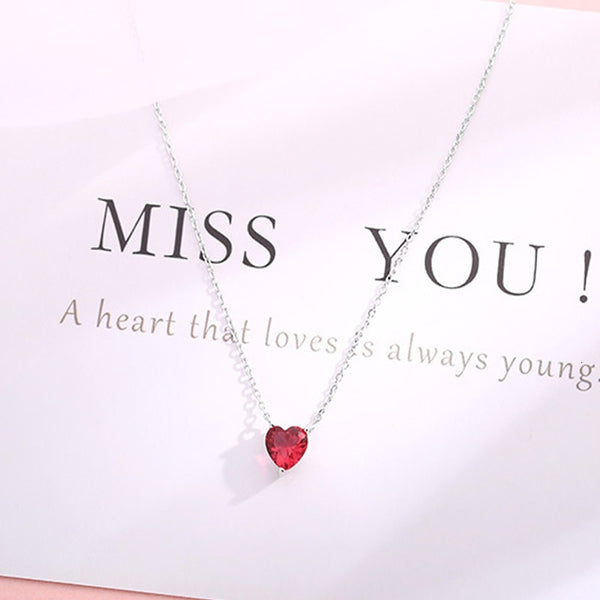 Miss You Red Heart Necklace