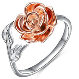 Exquisite Rose Leaf Zircon Ring