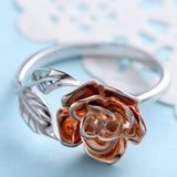 Exquisite Rose Leaf Zircon Ring