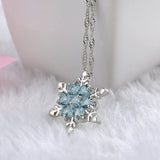 Blue Crystal Charm Snowflake Necklace