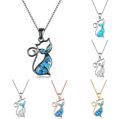 Opal Cat Necklace