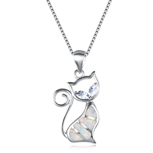 Opal Cat Necklace