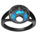 Black Gold Plated Blue Fire Moon Opal Ring