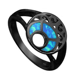 Black Gold Plated Blue Fire Moon Opal Ring