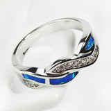 Platinum & Silver Plated Blue Fire Opal Ring