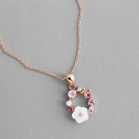 Butterfly Flowers Zircon Crystal Necklace
