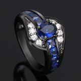 Black Gun Plated Blue CZ Ring