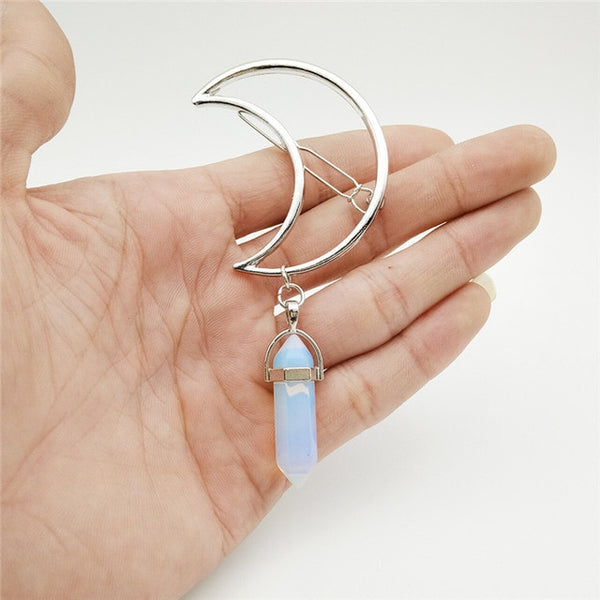 Crescent Moon Natural Quartz Hair Clips