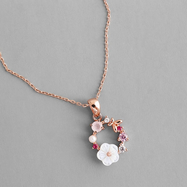 Butterfly Flowers Zircon Crystal Necklace