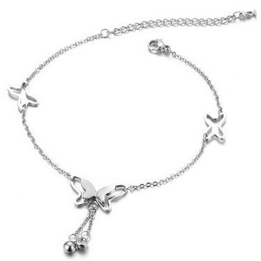 Butterfly Crystal Drop Anklet Bracelet