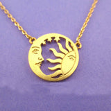 Moon and Sun Face Necklace