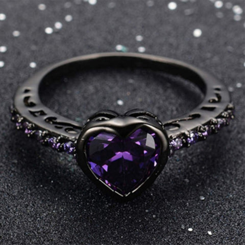 Purple Amethyst Heart Gem Ring