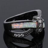 Black Gold Filled Bowknot Fire Opal Ring