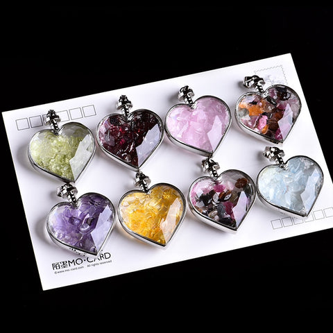 Natural Crystal Mineral Ornament Heart Necklace