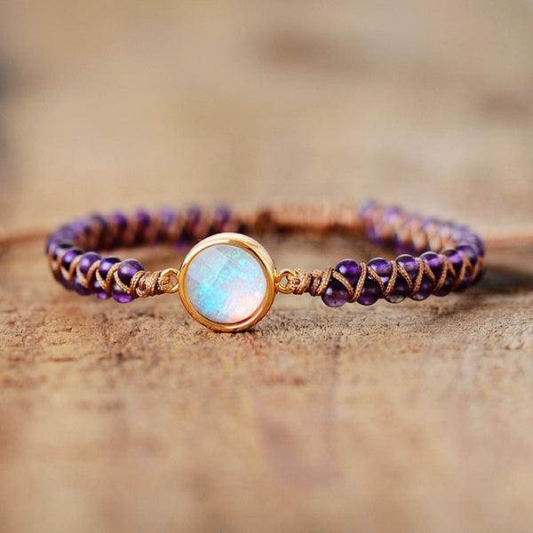 Amethysts Opal String Braided Bracelet
