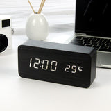 LED Wooden Alarm Clock Watch