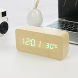 LED Wooden Alarm Clock Watch