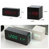 LED Wooden Alarm Clock Watch