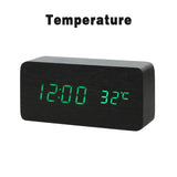 LED Wooden Alarm Clock Watch