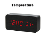 LED Wooden Alarm Clock Watch