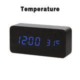 LED Wooden Alarm Clock Watch
