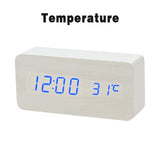 LED Wooden Alarm Clock Watch
