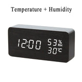 LED Wooden Alarm Clock Watch