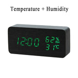 LED Wooden Alarm Clock Watch