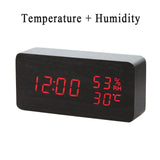 LED Wooden Alarm Clock Watch