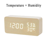 LED Wooden Alarm Clock Watch