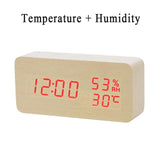 LED Wooden Alarm Clock Watch