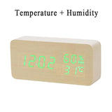 LED Wooden Alarm Clock Watch