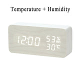 LED Wooden Alarm Clock Watch
