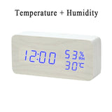LED Wooden Alarm Clock Watch