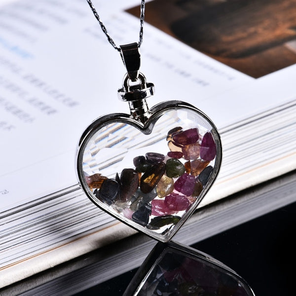 Natural Stone Wishing Heart Glass