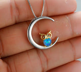 Fire Opal Owl Necklace