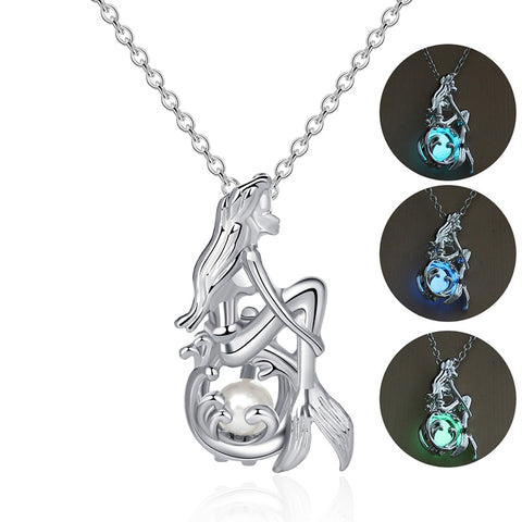 Glow In Dark Mermaid Imitation Pearl Necklace