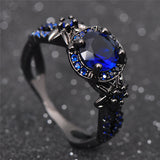 Black Gold Filled Blue Stone Ring