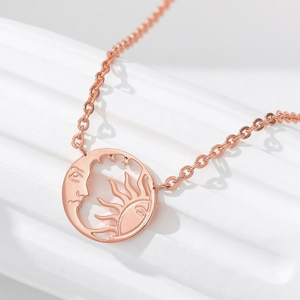 Minimalist Crescent Moon Sun Pendent
